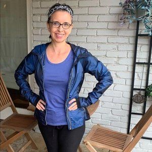 Nanette Lepore Rain Jacket Waterproof Windbreaker Active Blue